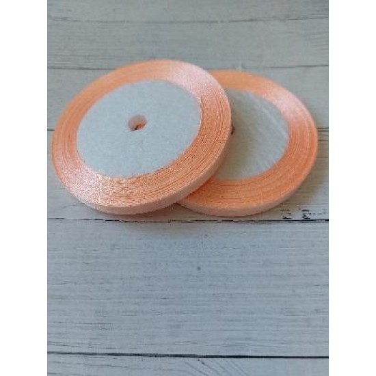 Лента атласная однотонная 0,6 см*25 ярдов цв. персиковый 07, цена за катушку